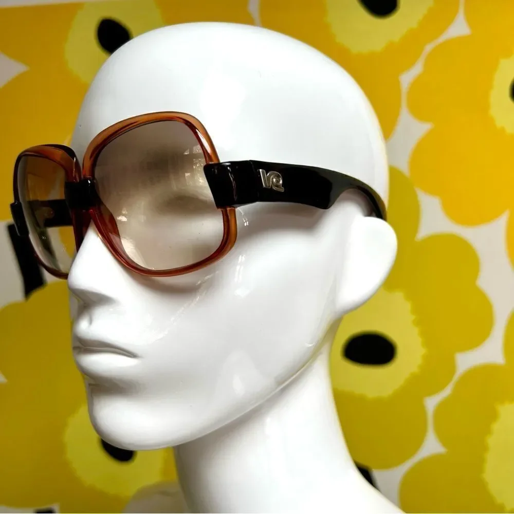 Swoonworthy MASSIVE 1970s Da Vinci Oversized Rose Brown Acetate Sunglasses